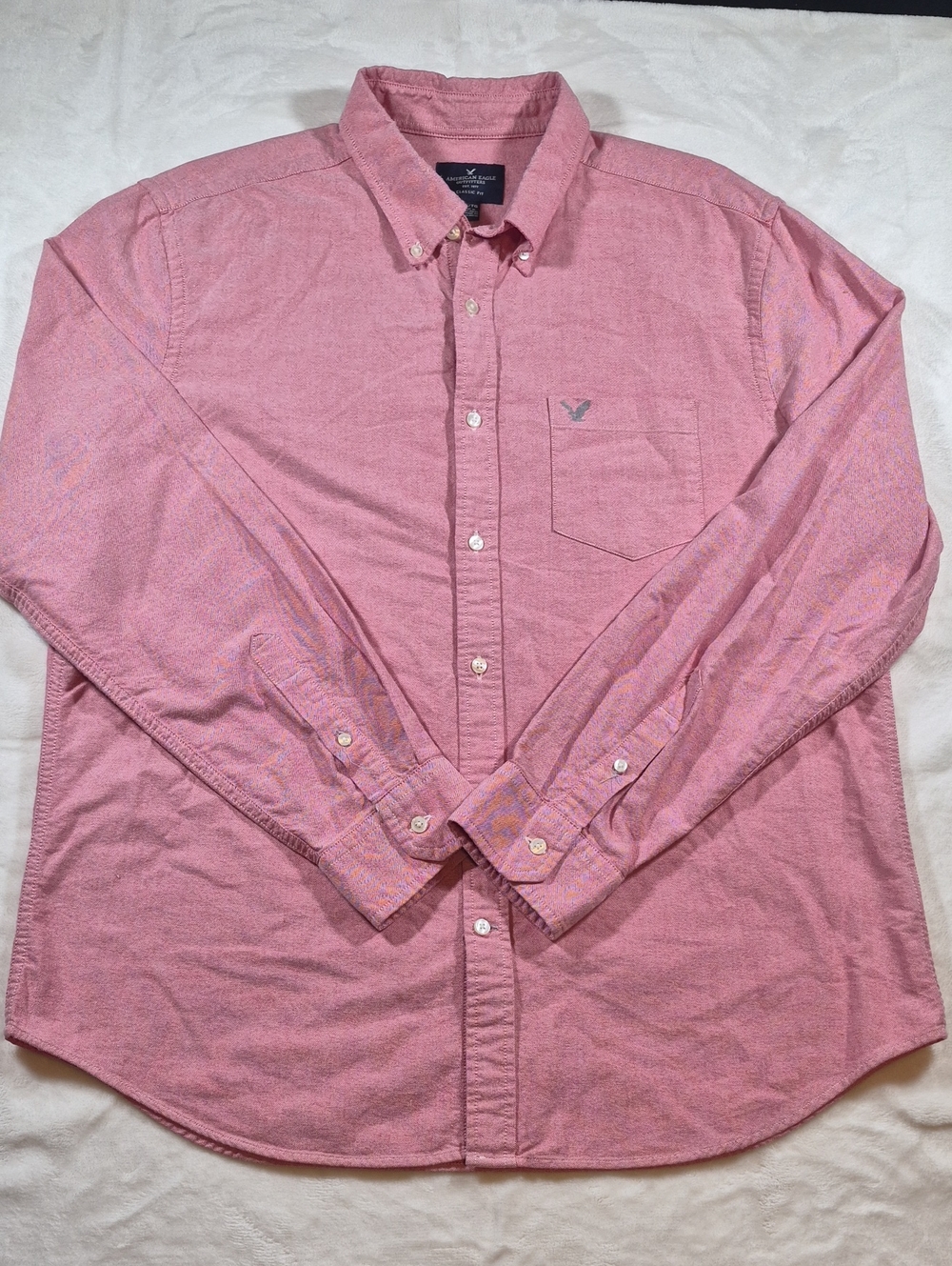 American Eagle Outfitters Long-Sleeve Pink Button-Down Shirt